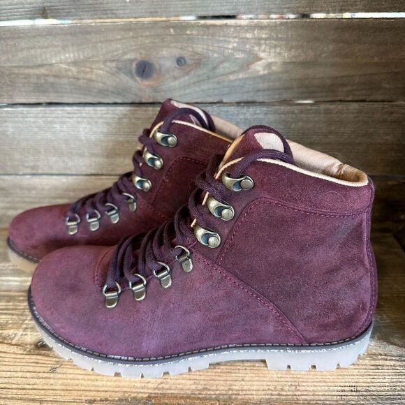 New Womens Birkenstock Jackson Maroon Suede Ankle Boots Size 37 US‎ 6-6.5 Narrow - Picture 2 of 6